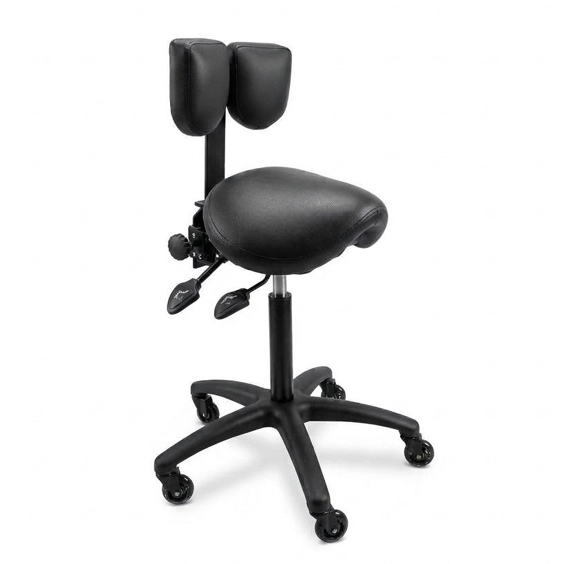 Saddle Chair by NuChair in black, front three-quarter view
